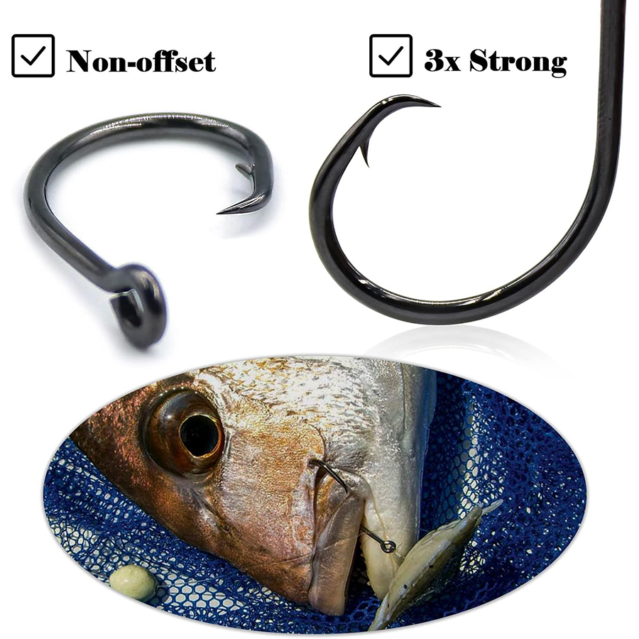 Circle Hooks 3X Strong Saltwat - đánh giá và giá Fishing Hook Offset
